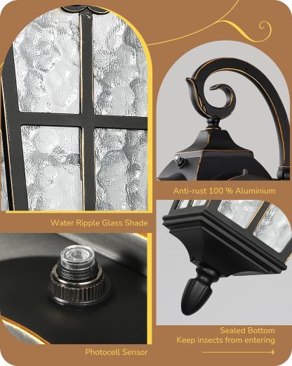 EDISHINE Dusk to Dawn Outdoor Wall Lights-F2HOWL06N