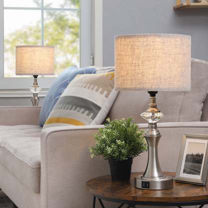 EDISHINE 3-Way Dimmable Touch Control Table Lamp with 2 USB Ports, 2 Pack-HLTL06C1
