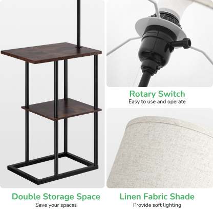 EDISHINE 60" Floor Lamp with Table-HLFL06K