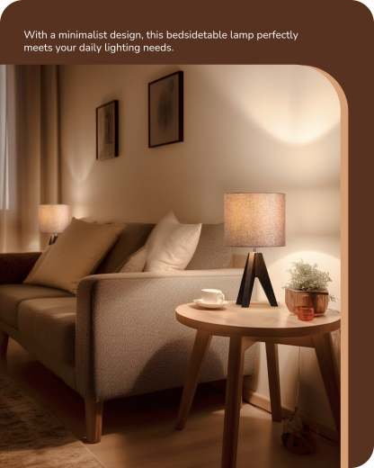 EDISHINE 14.2″ Walnut Color Wooden Tripod Table Lamp, 1 Pack-HLTL05R