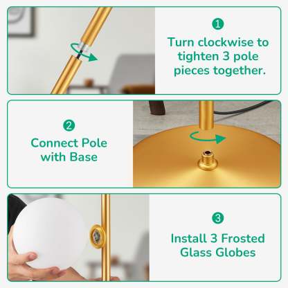 EDISHINE 69" Modern Gold Floor Lamp-HLFL08C-B2B