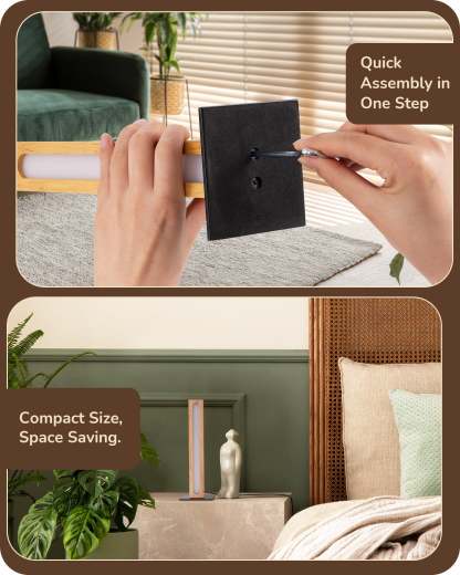 EDISHINE LED Wood Table Lamp, 3-Color Temperature, Stepless Dimmable & Memory Function, Touch Switch-HLTL12K-B2B