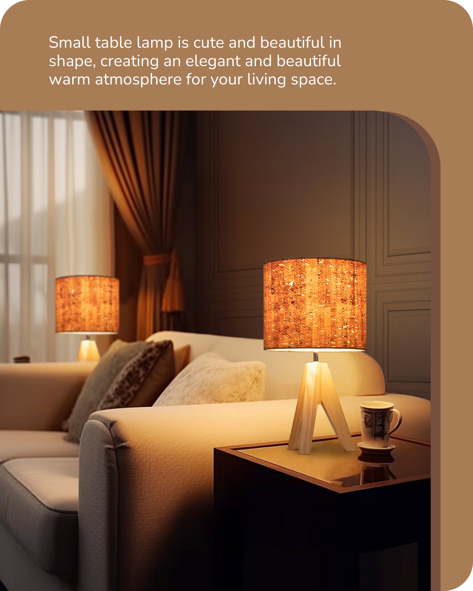 EDISHINE 14.2″ Wooden Tripod Table Lamp with ON/Off Switch, 1 Pack-HLTL05N
