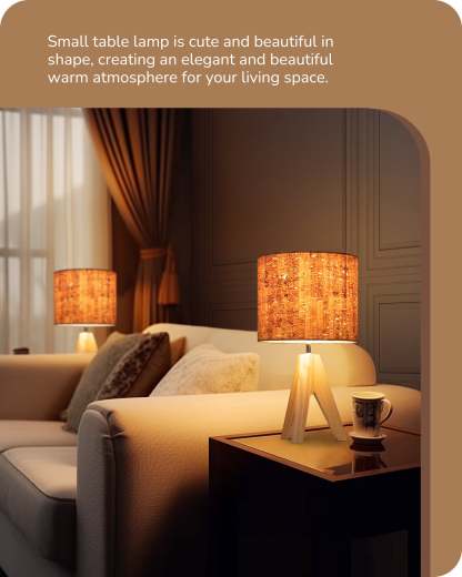 EDISHINE 14.2″ Wooden Tripod Table Lamp with ON/Off Switch, 1 Pack-HLTL05N