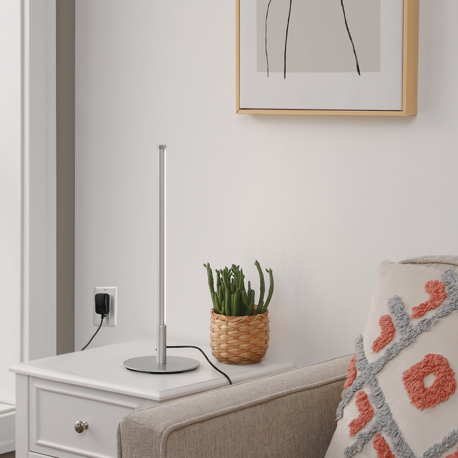 EDISHINE  Dimmable Silver 6W Table Lamp with 3 Colour Temperature & Touch Controller, 1 Pack-HLTL02S