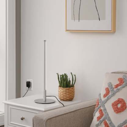 EDISHINE  Dimmable Silver 6W Table Lamp with 3 Colour Temperature & Touch Controller, 1 Pack-HLTL02S