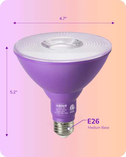 EDISHINE PAR38 Dimmable 18W(120W Equivalent) E26 Base Purple & Orange Flood Light Bulb, 2 Pack-HDCP38A-B2B