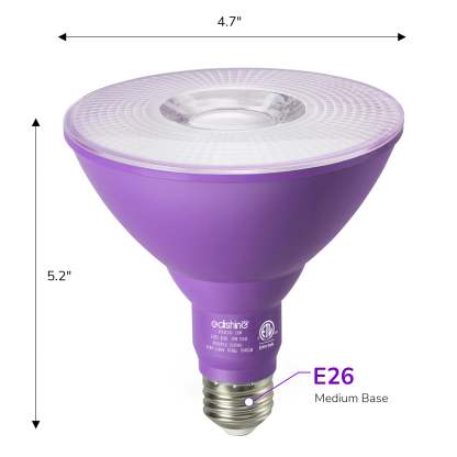 EDISHINE PAR38 Dimmable 18W(120W Equivalent) E26 Base Purple Flood Light Bulb, 2 Pack-HLBP38B