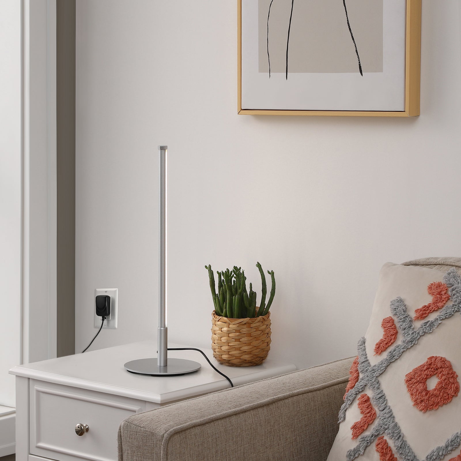 EDISHINE  Dimmable Silver 6W Table Lamp with 3 Colour Temperature & Touch Controller, 1 Pack-HLTL02S