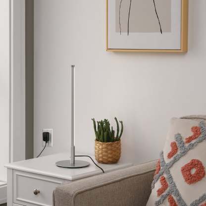 EDISHINE  Dimmable Silver 6W Table Lamp with 3 Colour Temperature & Touch Controller, 1 Pack-HLTL02S