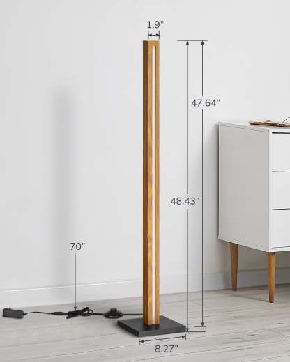 EDISHINE 46" Dimmable Wood Corner Floor Lamp, 7 Color Temperature-HBFL02V
