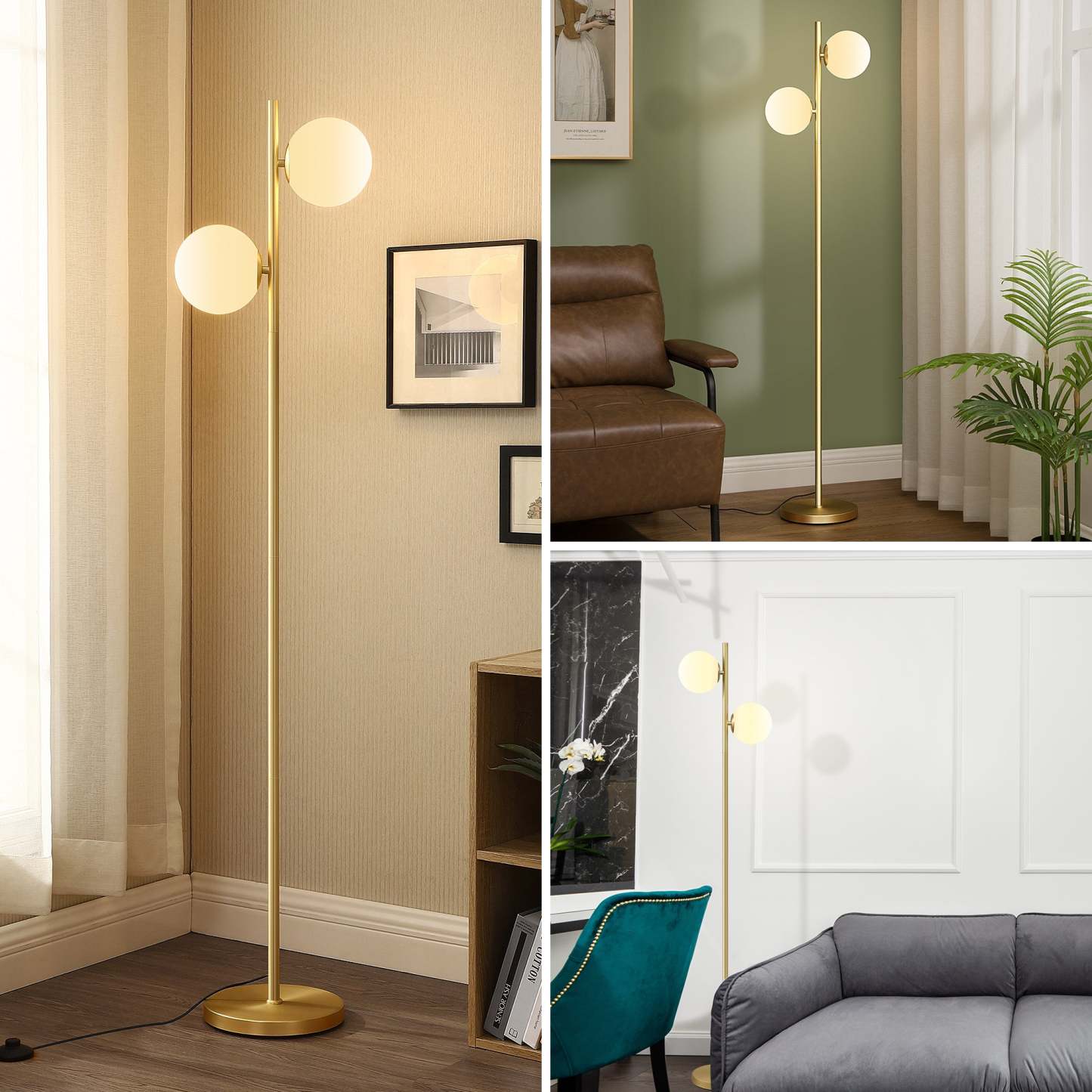 EDISHINE Brass Mid Century Modern Floor Lamp-HLFL08A