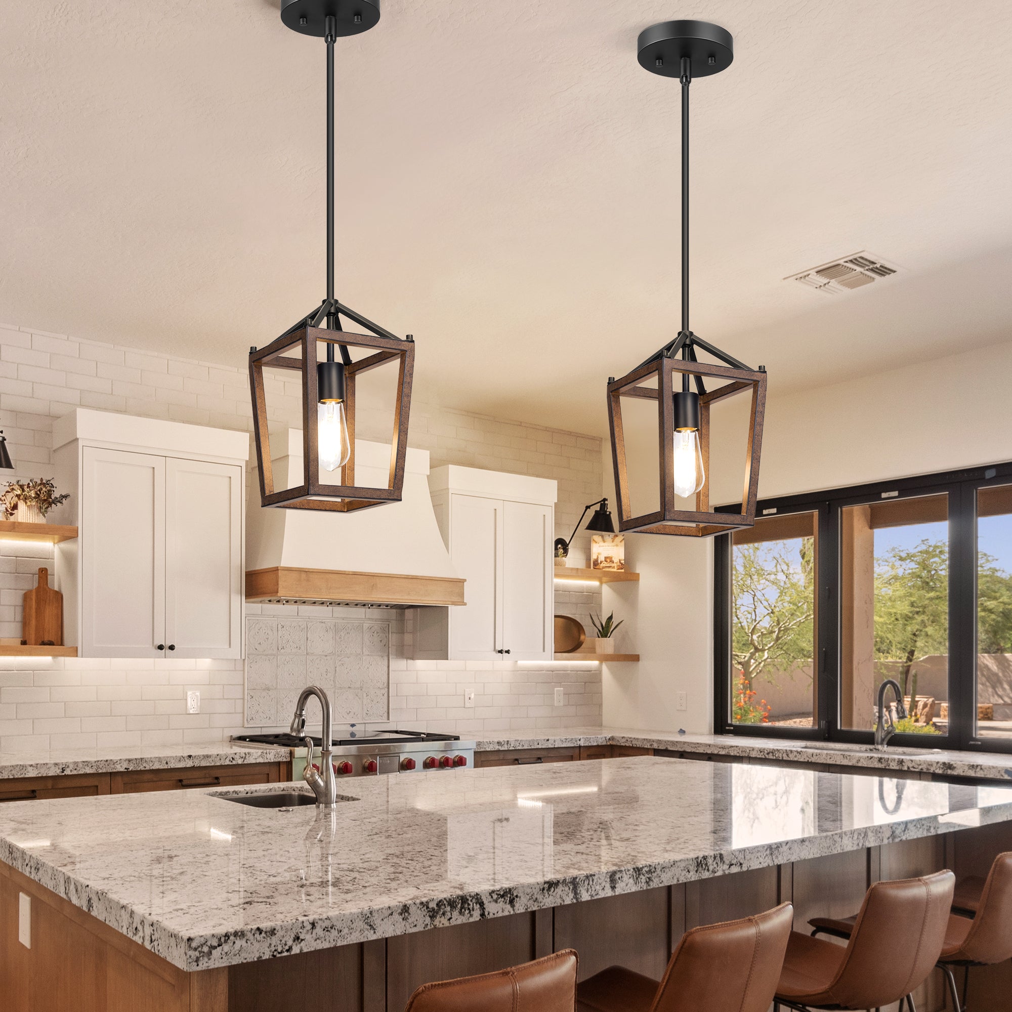 EDISHINE Industrial Farmhouse Adjustable Height Pendant Lights (1 Pack)-HHPL09B-B2B