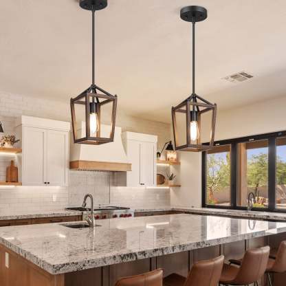EDISHINE Industrial Farmhouse Adjustable Height Pendant Lights (1 Pack)-HHPL09B-B2B