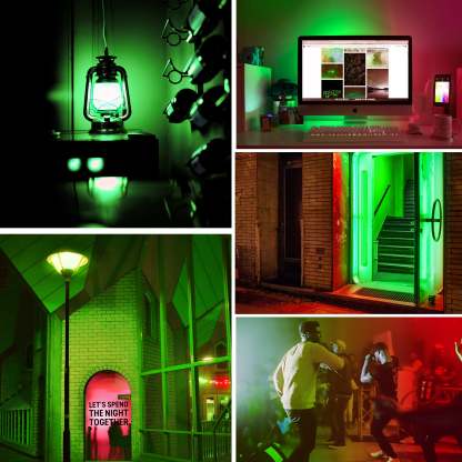 EDISHINE Non-Dimmable 9W A19 Red&Green Light Bulb (4 Pack)-HNLA19J1-B2B