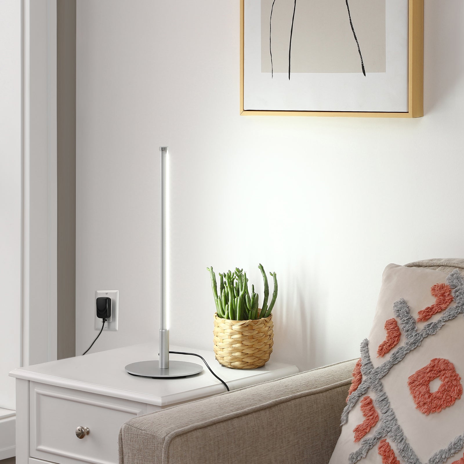 EDISHINE  Dimmable Silver 6W Table Lamp with 3 Colour Temperature & Touch Controller, 1 Pack-HLTL02S