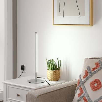 EDISHINE  Dimmable Silver 6W Table Lamp with 3 Colour Temperature & Touch Controller, 1 Pack-HLTL02S
