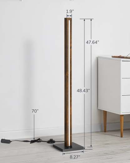 EDISHINE 46" Dimmable Wood Corner Floor Lamp with Remote, 7 Color Temperature-HFLK02V