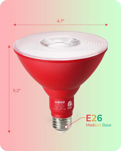 EDISHINE PAR38 Dimmable 18W(120W Equivalent) E26 Base Red & Green Flood Light Bulb, 2 Pack-HDCP38E-B2B