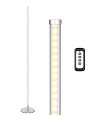 EDISHINE 57.5" Minimalist Dimmable LED Corner Floor Lamp with Remote, 3000K Warm White Light (Silver)-F1HFLCB3C