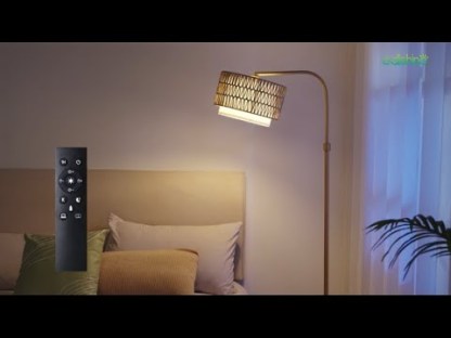 EDISHINE Farmhouse Arc Floor Lamp with Remote Dimmable LED Bulb, Gold-HFLEA1A