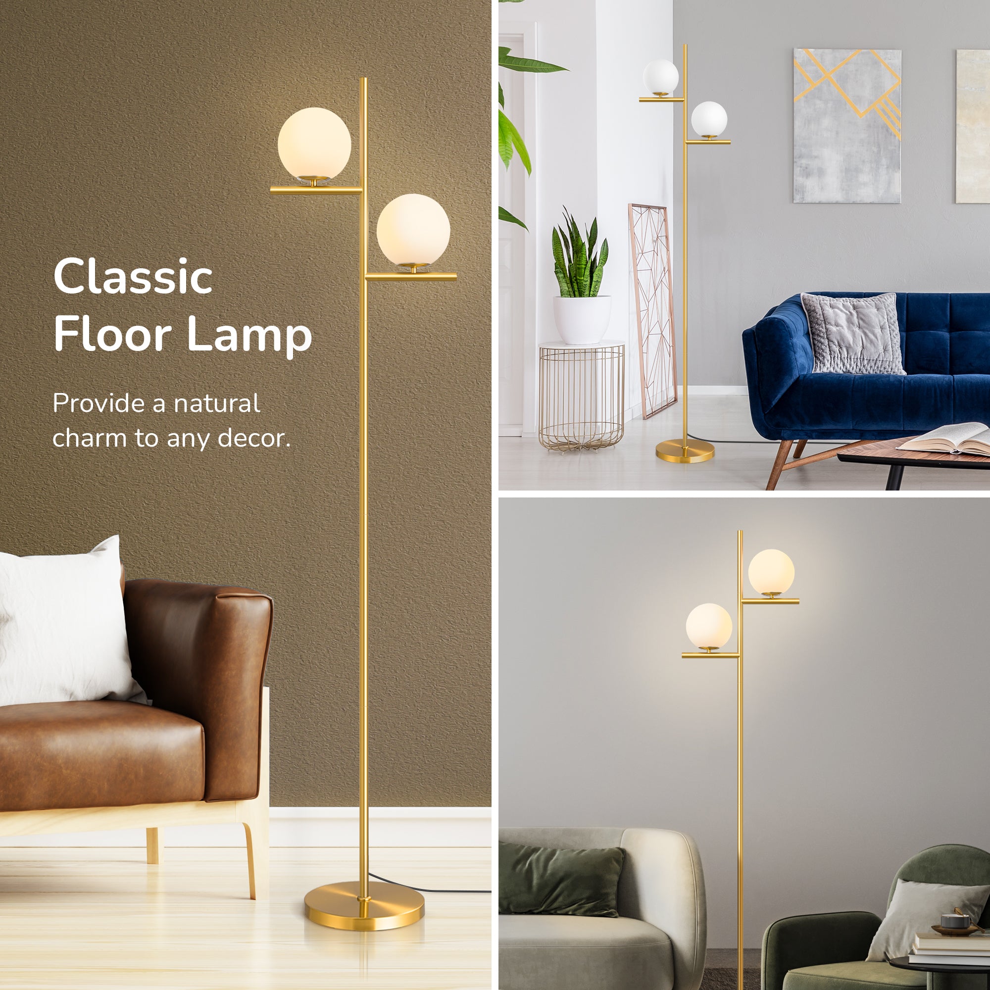 EDISHINE Dimmable Globe Floor Lamp-HLFL08B-B2B