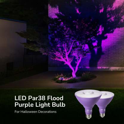 EDISHINE PAR38 Dimmable 18W(120W Equivalent) E26 Base Purple Flood Light Bulb, 2 Pack-HLBP38B