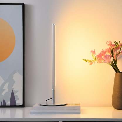 EDISHINE  Dimmable Silver 6W Table Lamp with 3 Colour Temperature & Touch Controller, 1 Pack-HLTL02S
