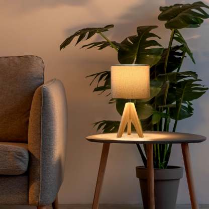 EDISHINE 14.2″ Tripod Wood Table Lamp with ON/Off Switch, 1 Pack-HLTL05L