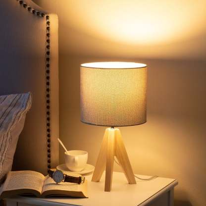 EDISHINE 14.2″ Tripod Wood Table Lamp with ON/Off Switch, 1 Pack-HLTL05L