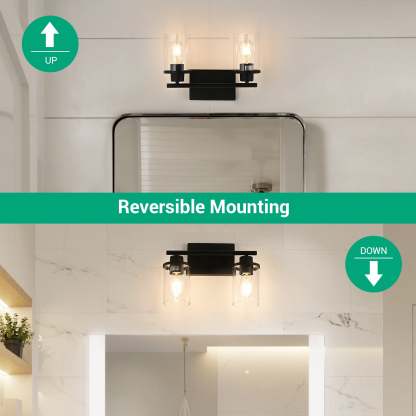 EDISHINE Matte Black Bathroom Light Fixtures-HHVL01B