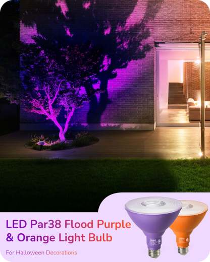 EDISHINE PAR38 Dimmable 18W(120W Equivalent) E26 Base Purple & Orange Flood Light Bulb, 2 Pack-HDCP38A-B2B