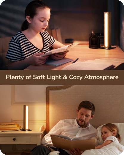EDISHINE LED Wood Table Lamp, 3-Color Temperature, Stepless Dimmable & Memory Function, Touch Switch-HLTL12K-B2B