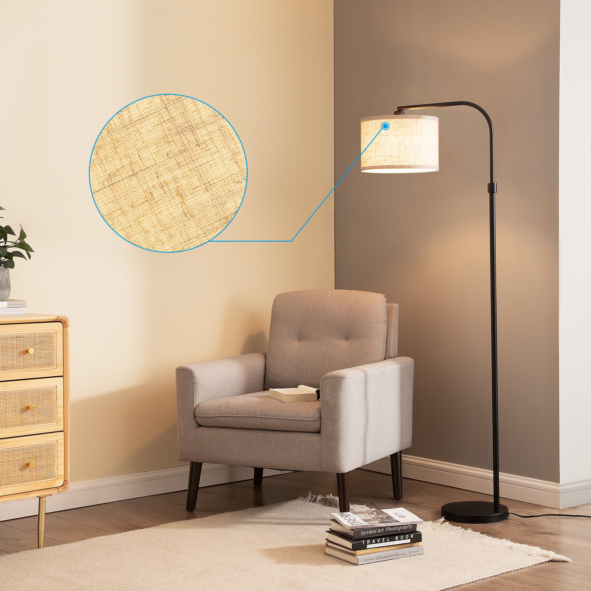 EDISHINE 62" Black Arched Floor Lamp-HLFL04H