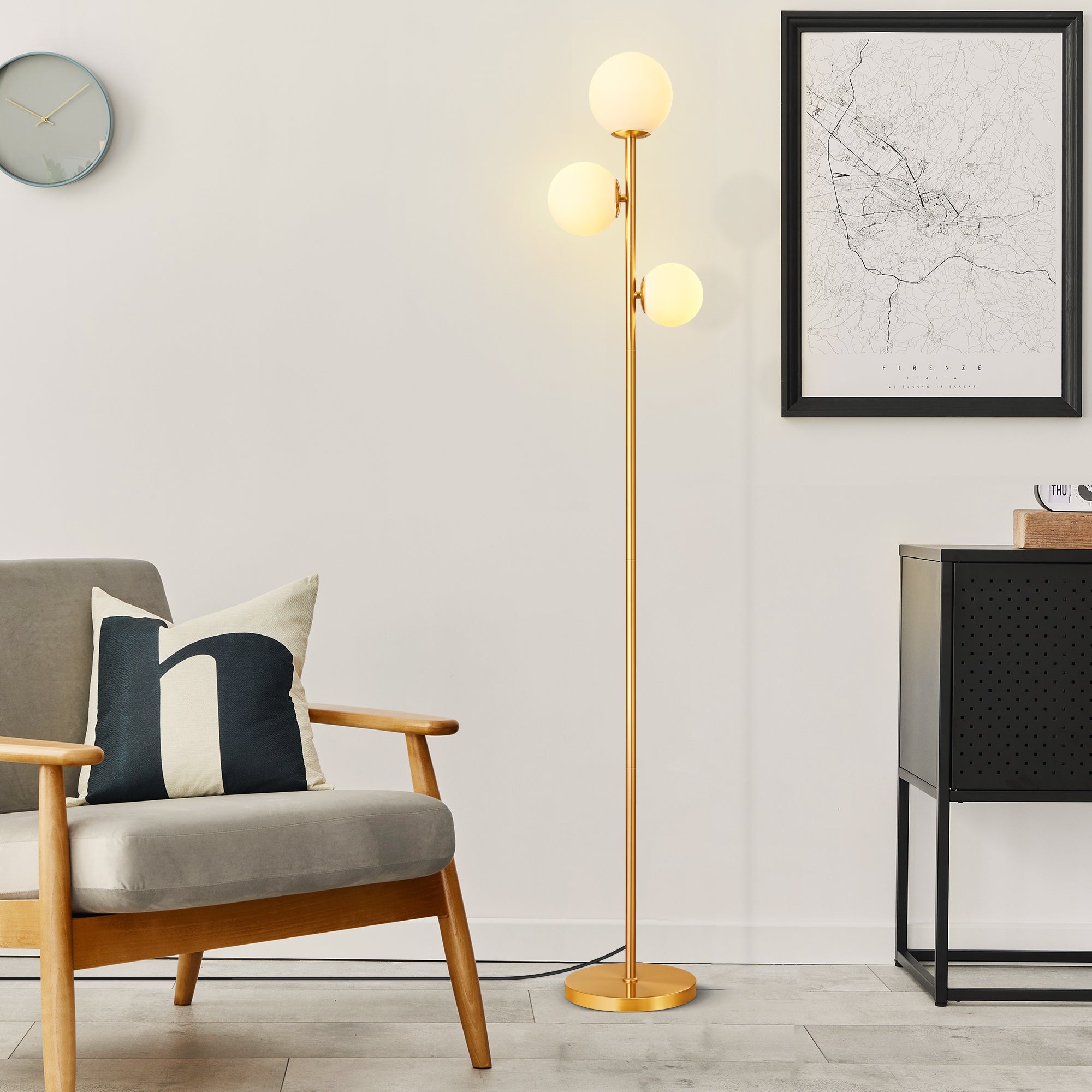 EDISHINE 69" Modern Gold Floor Lamp-HLFL08C-B2B