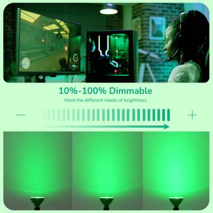EDISHINE 18W Dimmable Green Flood Light Bulbs (2 Pack)-HLBP38E