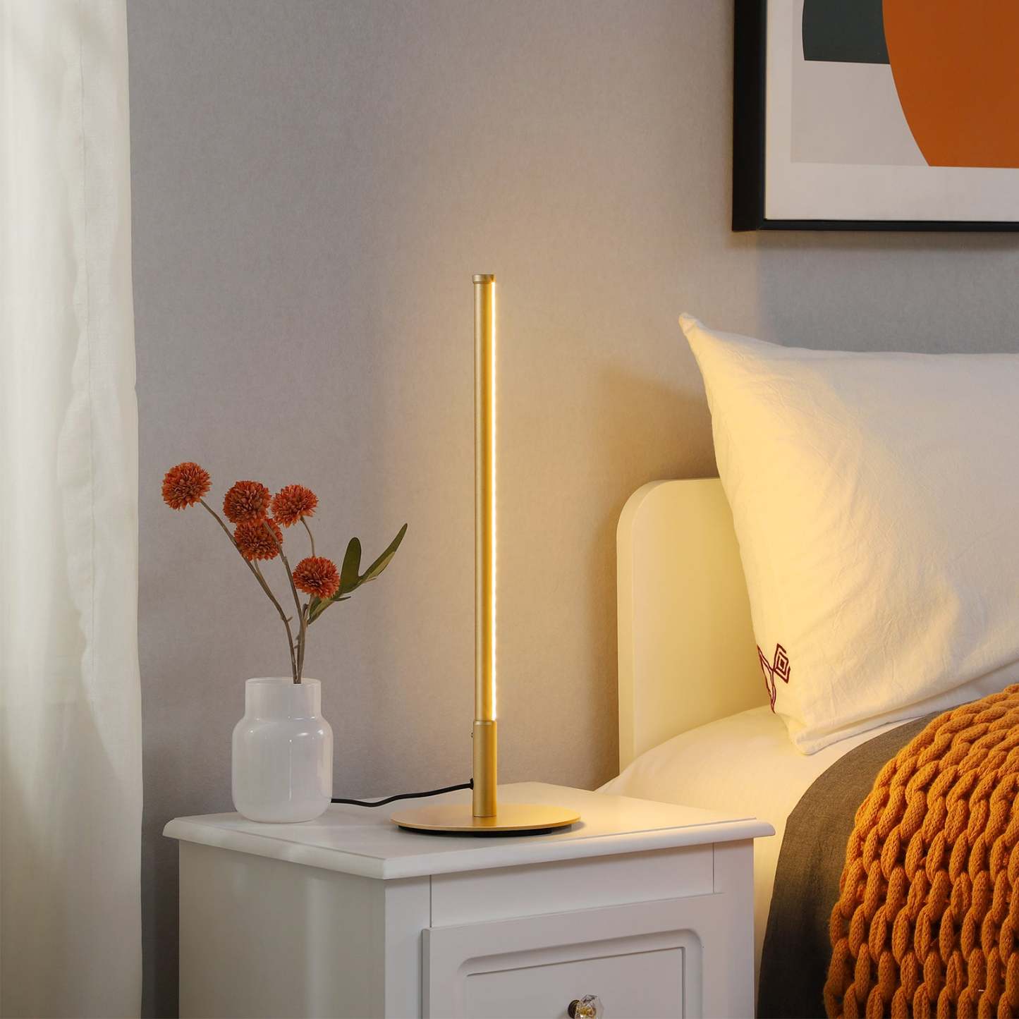 EDISHINE  Dimmable Gold 6W Table Lamp with 3 Colour Temperature & Touch Controller, 1 Pack-HLTL02G