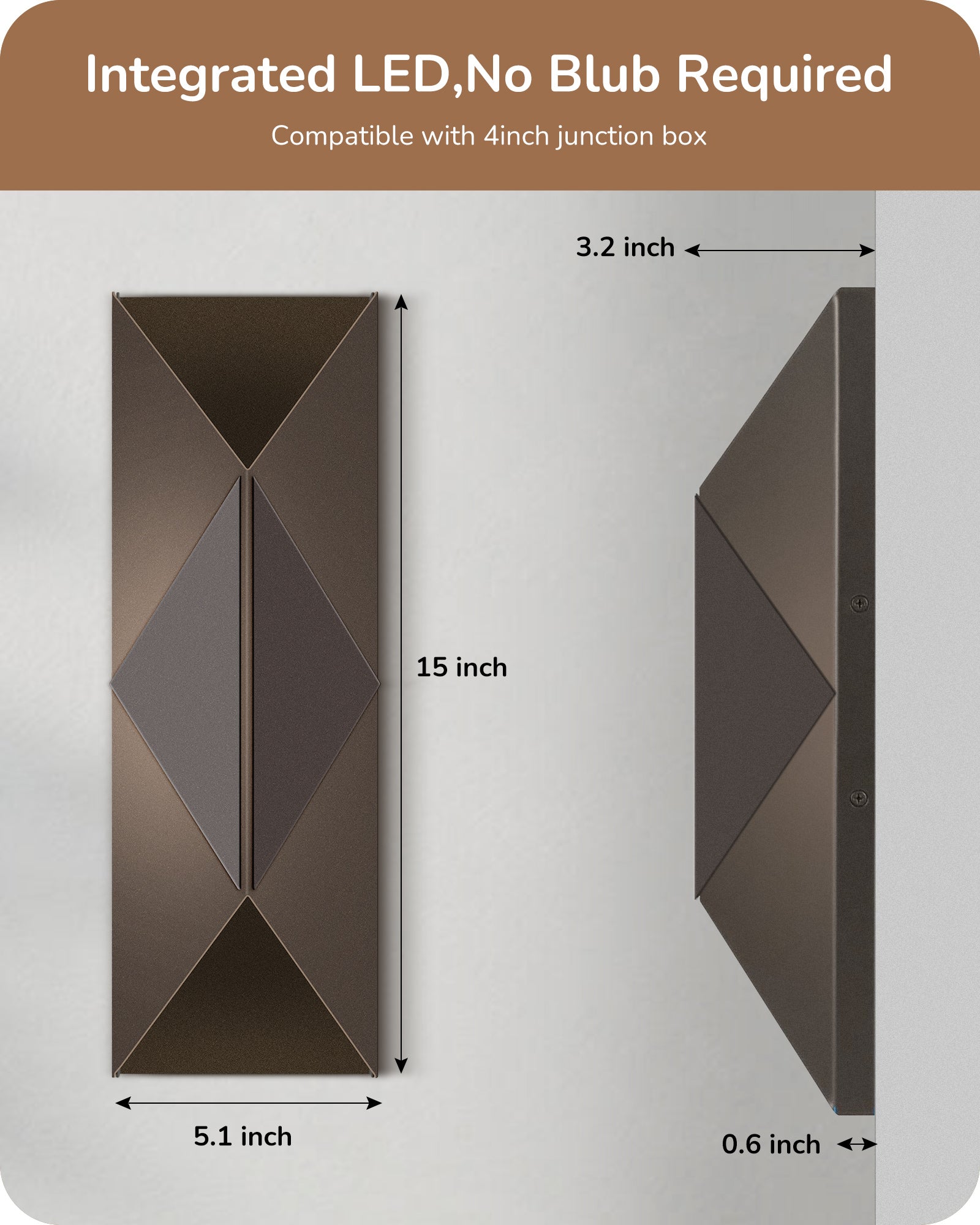 EDISHINE IP65 Dimmable LED Outdoor Wall Lanterns (2 Pack)-HOWL22A