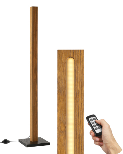 EDISHINE 46" Dimmable Wood Corner Floor Lamp, 7 Color Temperature, Light Brown-F1HBFL02V