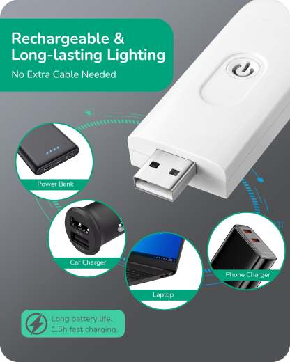 EDISHINE USB Rechargeable Book Light, 2 Pack (White)-HBRL21A