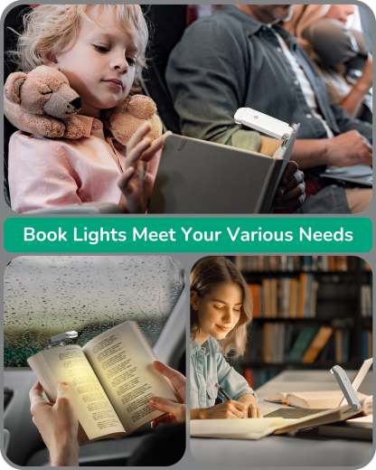 EDISHINE USB Rechargeable Book Light, 2 Pack (White)-HBRL21A