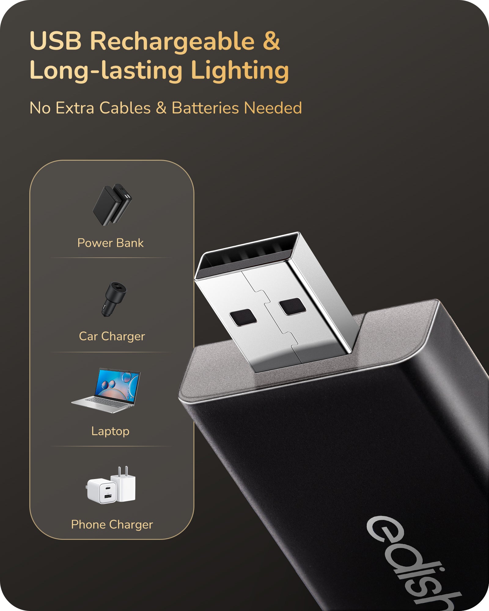 EDISHINE 3 CCT & Stepless Dimmable Book Lights, Black-HBRL05B-B2B