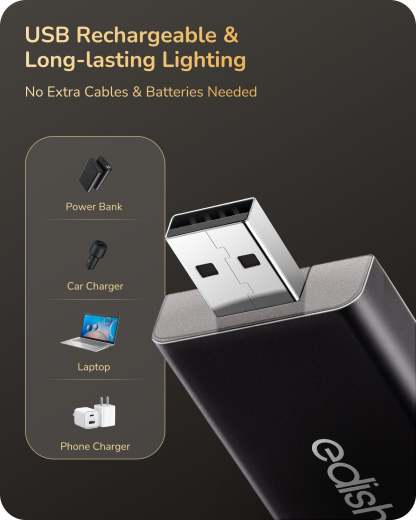 EDISHINE 3 CCT & Stepless Dimmable Book Lights, Black-HBRL05B-B2B