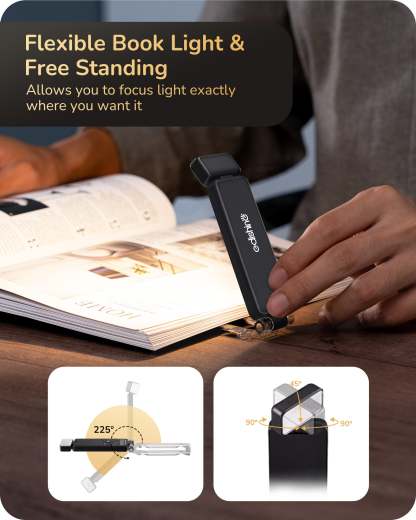 EDISHINE 3 CCT & Stepless Dimmable Book Lights, Black-HBRL05B-B2B