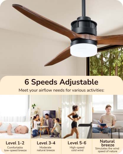 EDISHINE 52 Inch Remote Control Ceiling Fans With Lights-HCFM01A-B2B