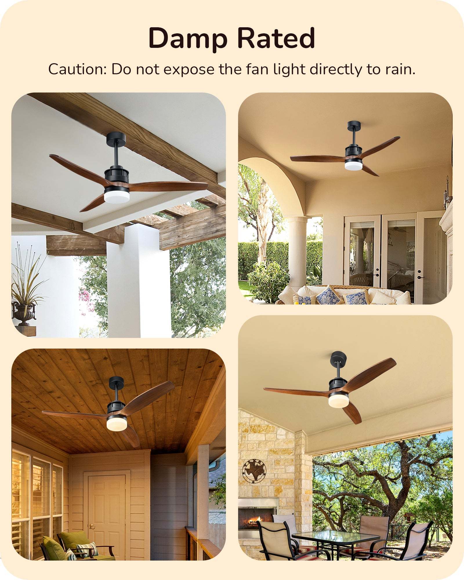 EDISHINE 52 Inch Remote Control Ceiling Fans With Lights-HCFM01A-B2B