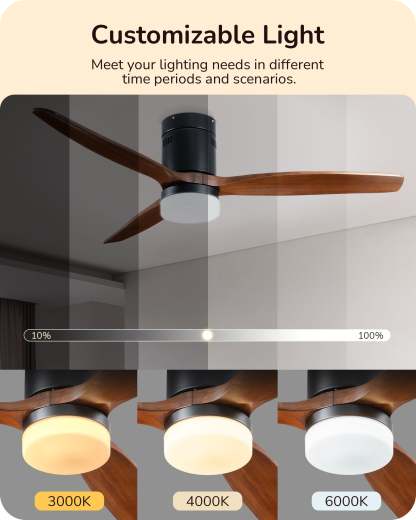 EDISHINE 52 Inch Remote Control Ceiling Fans With Lights-HCFM01B-B2B