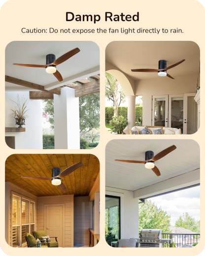 EDISHINE 52 Inch Remote Control Ceiling Fans With Lights-HCFM01B-B2B