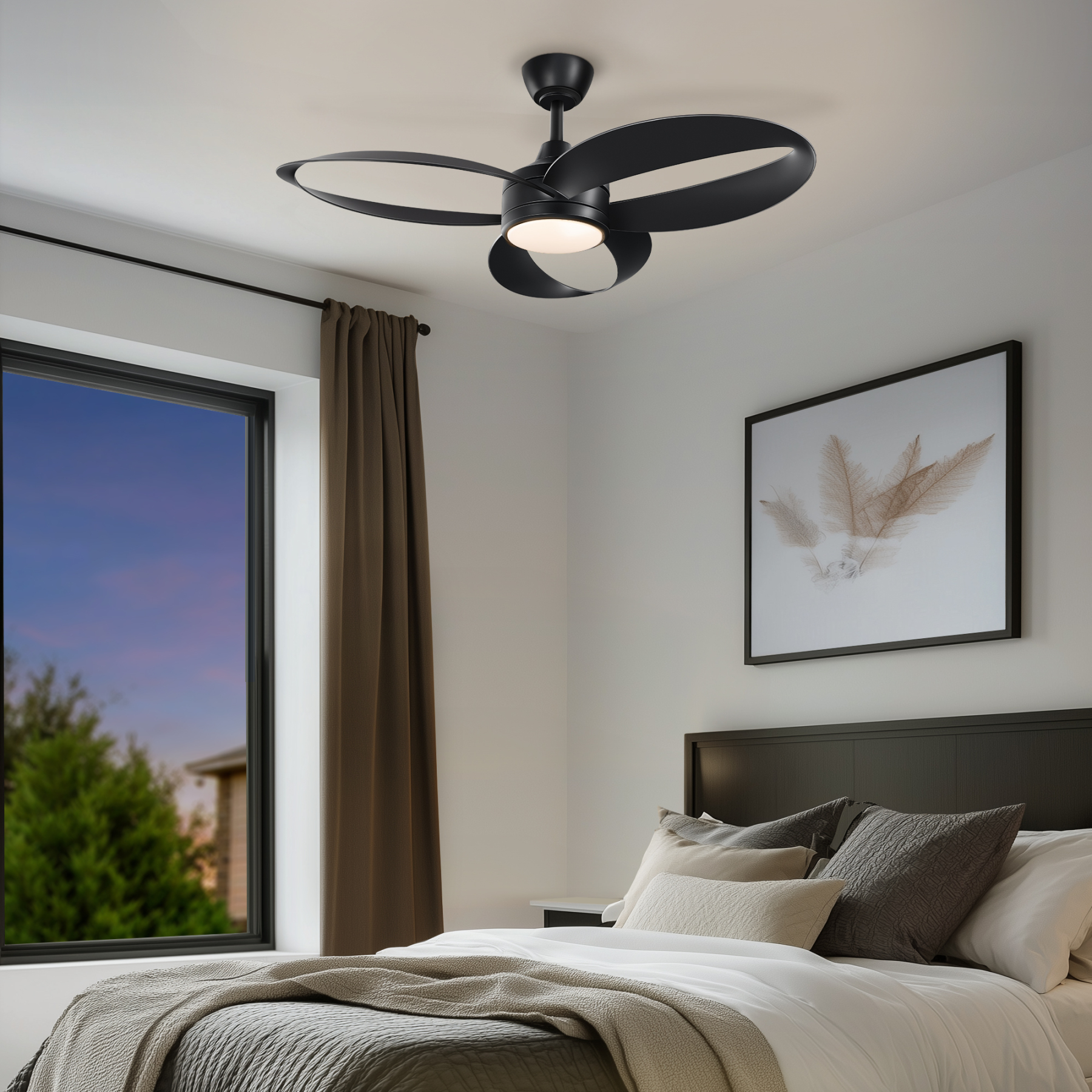 EDISHINE 42'' Led Ceiling Fan With Light With Remote Control And Dimmable Led Light Included-HCFM04A