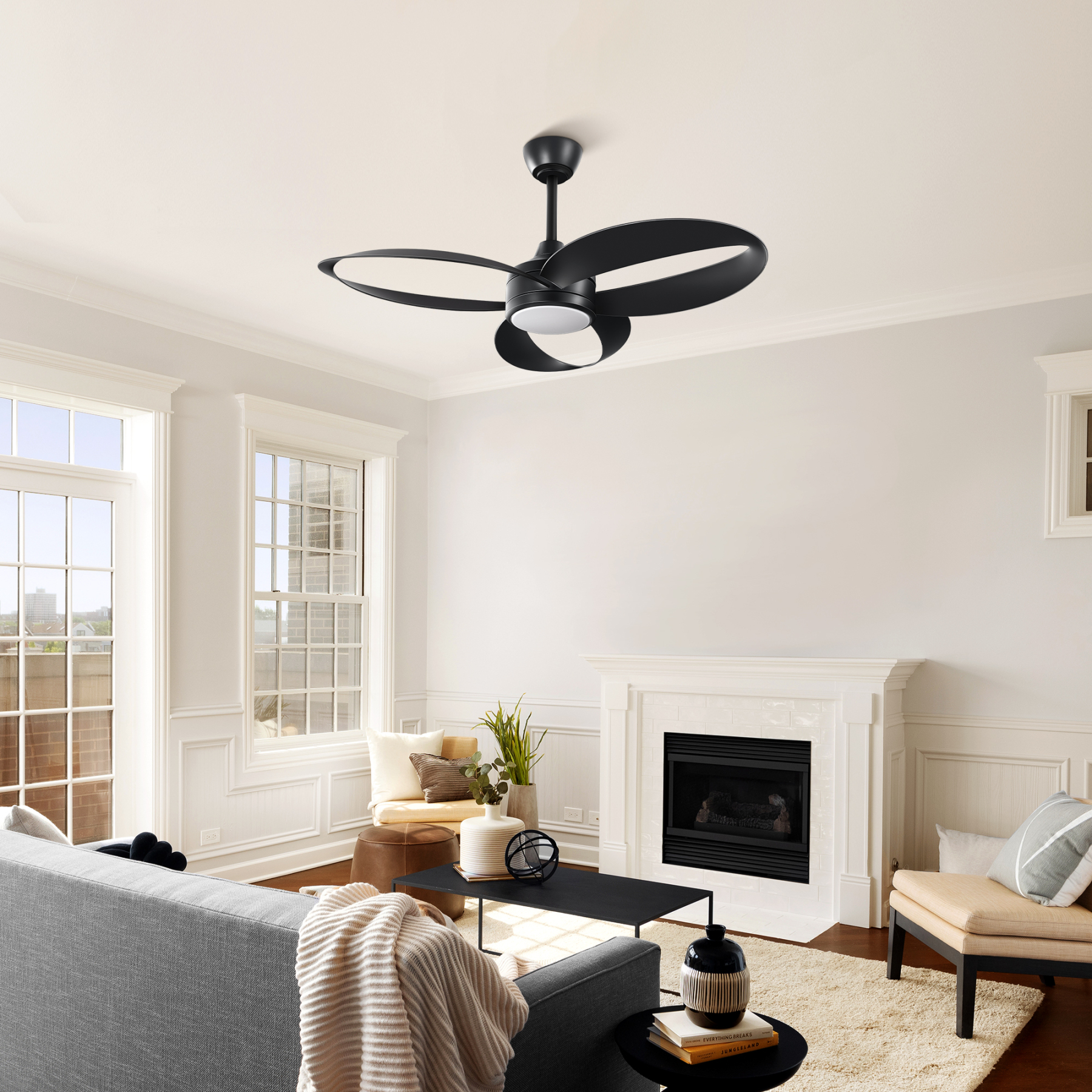 EDISHINE 42'' Led Ceiling Fan With Light With Remote Control And Dimmable Led Light Included-HCFM04A